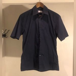Saint Laurent Casual Short Sleeve Shirt (Navy Blue)